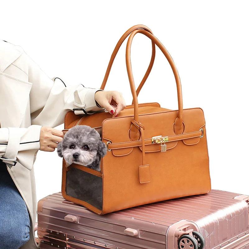 Luxury Leather Dog Car Seat Handbag